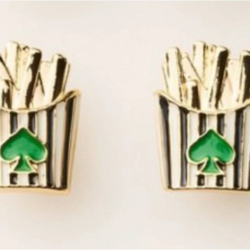 Kate Spade x Target stud Earrings Set with Strawberries, Fries & Champagne NIB - Picture 9 of 11
